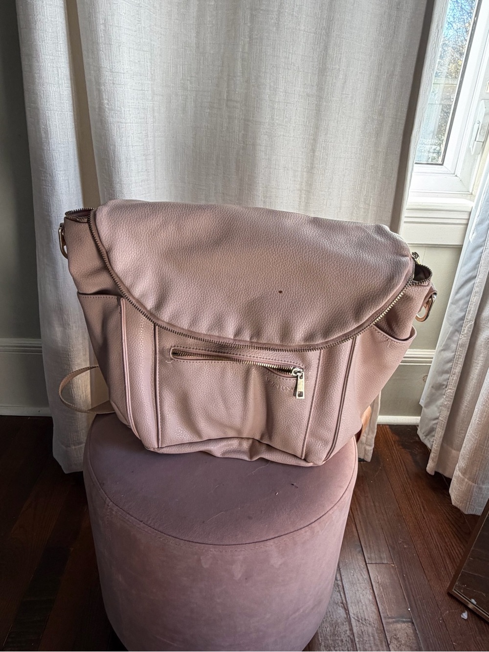 Fawn Design Blush Pink Baby Bag with Front Zip Pocket